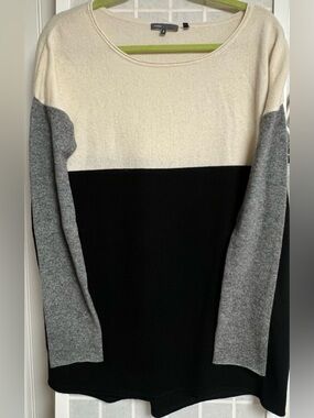 Vince Color Block Cashmere Wool Blend Sweater
